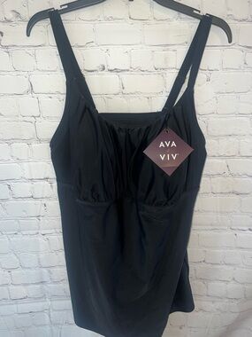 18W Ava & Viv Black One-Piece Swim Dress with Adjustable Straps. One piece under